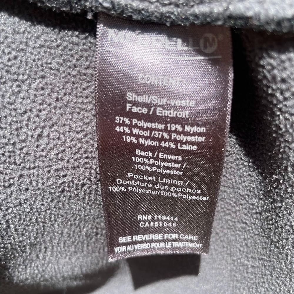 Merrell Wool Blend Fleece Jacket Men's Medium Gray Full Zip Outdoor Hiking Sweat - Picture 3 of 7